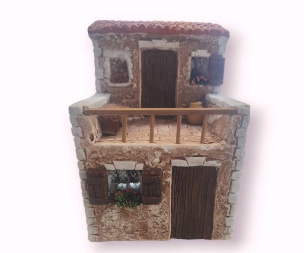 Maison avec toit terrasse marron - Atelier Roman - décor de crèche