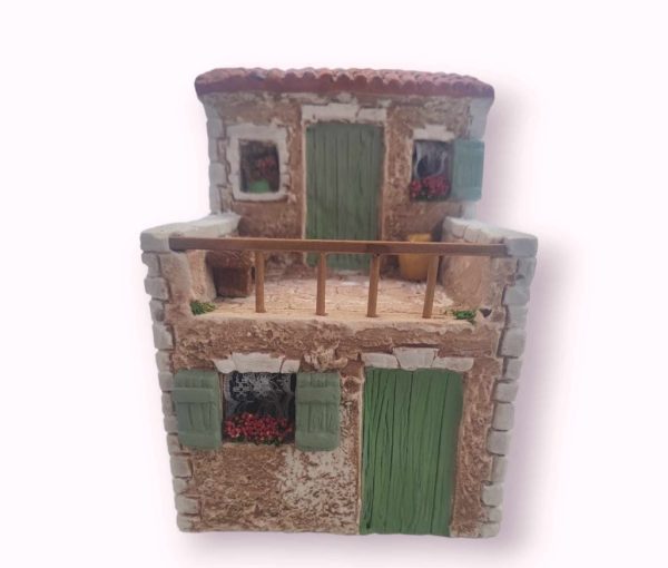 Maison avec toit terrasse vert - Atelier Roman - décor de crèche